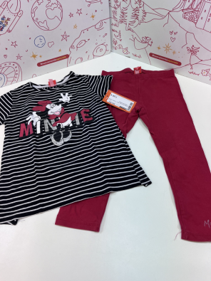 Completo Girl 5/6 A T Shirt Minnie + Leggins Rosso   