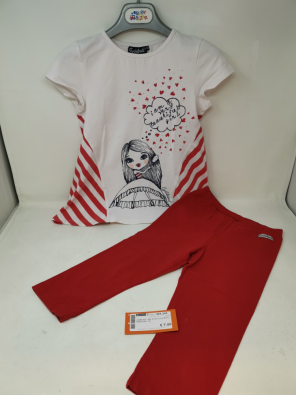 Completo Girl 9-10A Cycle Band Rosso Bianco   