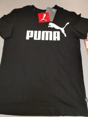 Maglia Boy 11-12A NUOVO Puma Nero Logo Bianco   