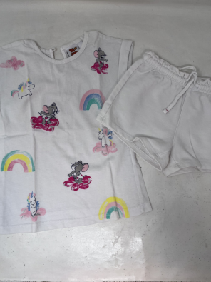 Completo Girl 12/18 M T Shirt Tom e Jerry + Short  