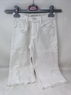 Pantalone Girl 4 A - Jeans Bianco 3/4 Largo  
