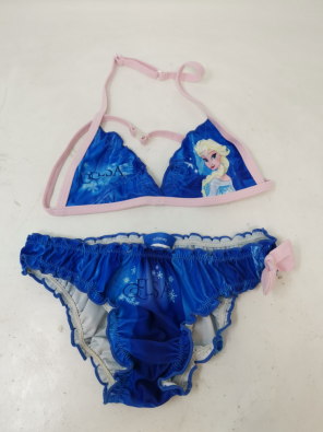 Mare Costume Girl 3-4 A - Frozen Elsa Bikini Azzurro   