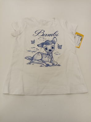 T-shirt Bimba 5/6 Anni Bianca Bambi  