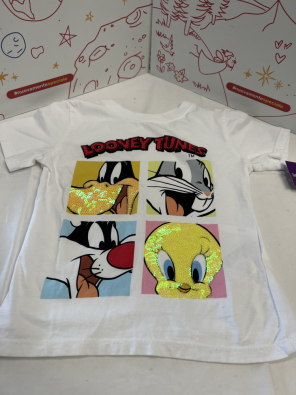 T Shirt Bimba 2-3 A Looney Tunes Paillettes   