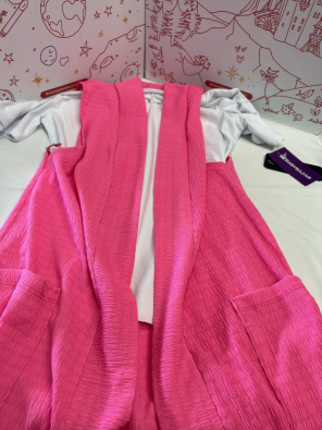 Completo Bimba 14 A T Shirt Bianca + Gilet Rosa Fluo Nuovo   