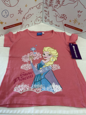T Shirt Bimba 4 A Frozen Elsa Corallo   