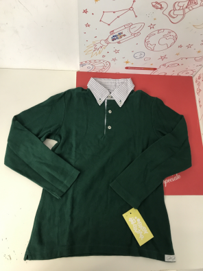 Polo Bimbo Verde Colletto Camicia 8 Anni   