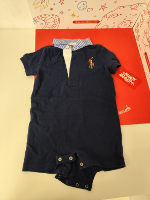 Tutina Bimbo Blu Colletto Camicia 12 Mesi Ralph Lauren  