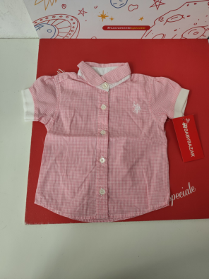 Camicia Bimba Quadri Rosa 3/6 Mesi Us Polo  