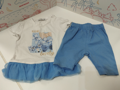 Completo Bimba 12 Mesi T-shirt Binaca + Leggins Azzurro   