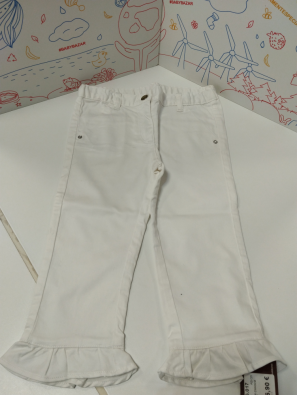 Pantalone Bimba 6 Anni Chicco Bianco Bordo Voulant   