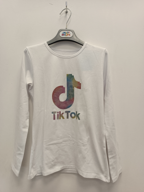 T-shirt Tik Tok 14a Bimba Bianco Stampa Logo