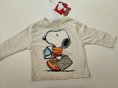 T-shirt Zara Peanuts 3/6m Bimbo Beige Stampa Snoopy