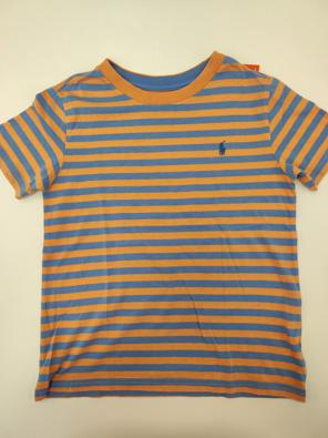 T-shirt Ralph Lauren 6a Bimbo Righe Azzurro Arancio