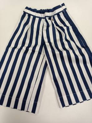 Pantalone Calliope  4/5a Bimba Cm.104/110 Larghi Righe Blu Bianco