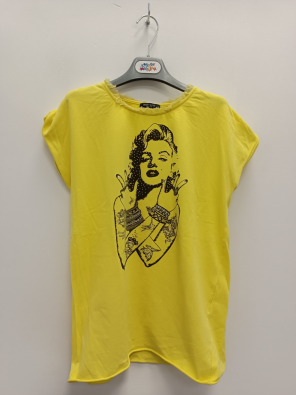 T-shirt Denny Rose 12/13a Ragazza Gialla Stampa Marilyn