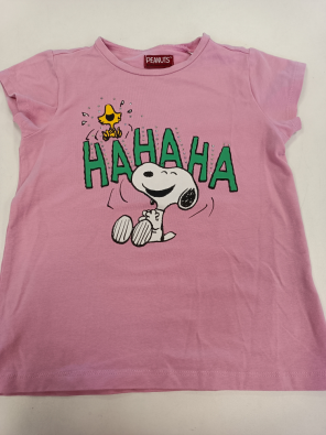 T-shirt Peanuts 5/6a Bimba Rosa Stampa Snoopy