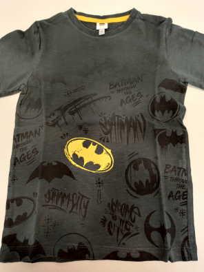 T-shirt Batman 6/7a Bimbo Cm.122 Grigio Scuro Stampa Logo 