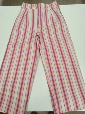 Pantalone  Zara 7a Bimbc M.122 Righe Rosa E Bianco