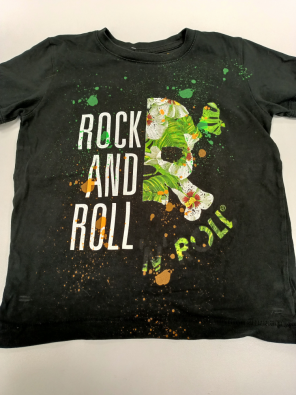T-shirt Hapiness 6a Bimbo Nera Stampa Rock And Roll