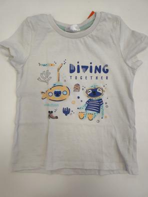 T-shirt So Cute 12/18m Bimbo Cm 86 Bianca Stampa Diving