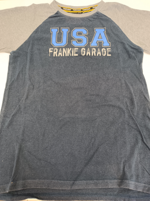 T-shirt Frankie Garage 12a Bimbo Blu Manica Grigio Usa