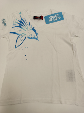 T-shirt Robe Di Kappa 6a Bimba Cm.116 Bianco Stampa Fiore Blu