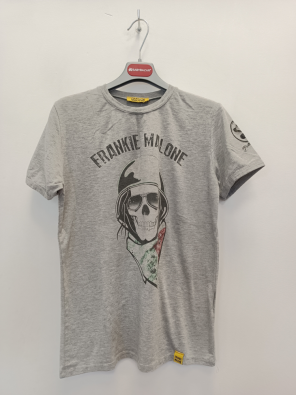 T-shirt Frankie Malone 11/12a Bimbo Grigia Stampa Teschio