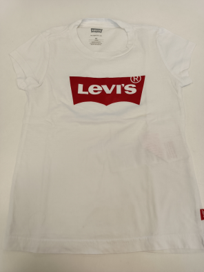 T-shirt Levi's 6a Bimba Bianca Logo Rosso