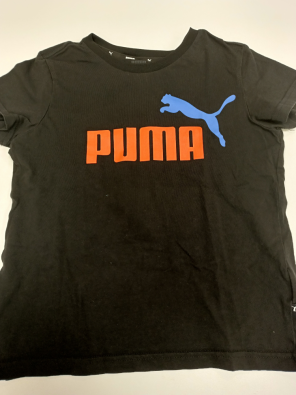 T-shirt Puma 9/10a Bimbo Cm.140 Nero Stampa Logo Arancio