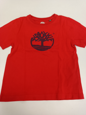 T-shirt Timberland 5a Bimbo Cm.108 Rosso Stampa Logo Blu