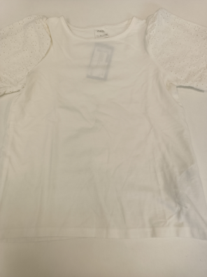 T-shirt Zara 8a Bimba Cm.128 Bianco Manica Sangallo
