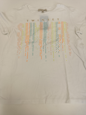 T-shirt Twin Set 14a Bimba Cm.164 Bianco + Inserti Brillantini