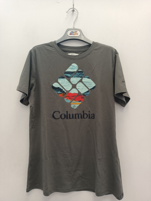 T-shirt Columbia Taglia M Bimbo Grigio Scuro Stampa Logo 