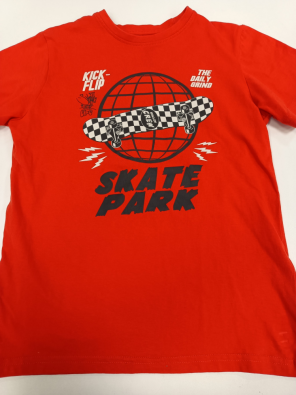 T-shirt Primark 9/10a Bimbo Rossa Stampa Skate