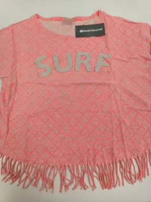 T-shirt Zara Girls 9/10a Bimba Cm.140 Arancio Con Frange