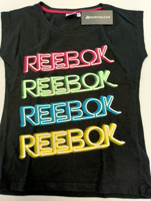 T-shirt Reebok 12a Bimba Nero Stampa Logo