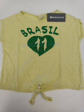 T-shirt Zara Girls 4/5a Bimba Cm.110 Giallo Stampa Brasil