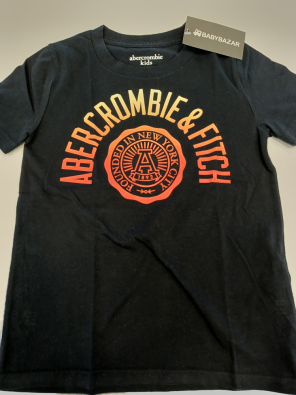 T-shirt Abercrombie 5/6a Bimbo Blu Stampa Logo Arancio 