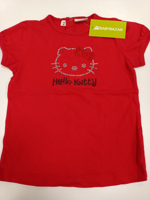 T-shirt Hello Kitty 30m Bimba Rossa Logo Strass