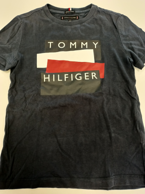 T-shirt Tommy Hilfiger 7/8a Bimbo  Cm.128 Blu Stampa Logo 